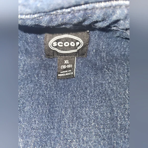 Denim Button-Down Ruffle Hem Dress - Blue - Picture 4 of 5